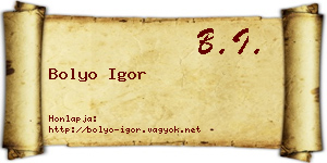 Bolyo Igor névjegykártya